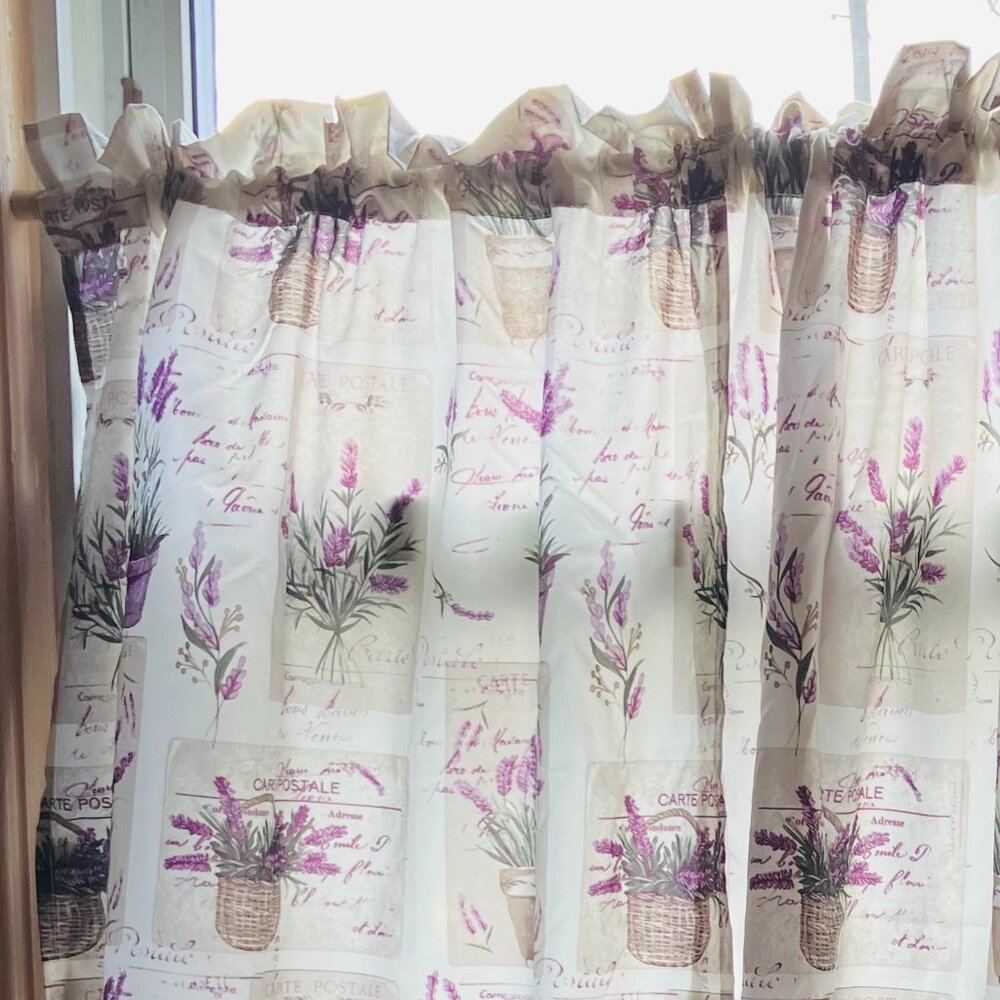 Lavender Floral  Print Cafe Curtain (2 panels)
